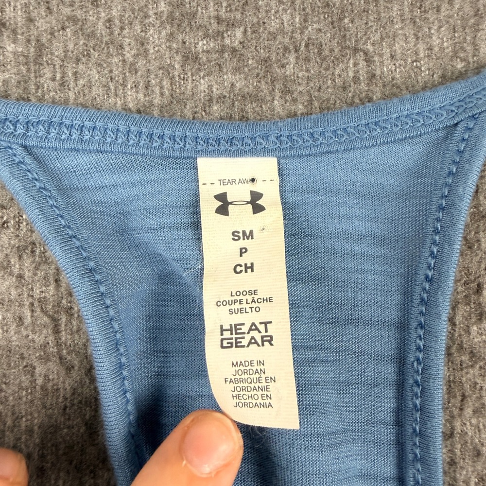 Under Armour HeatGear Tank Top Men's S Small Blue Loose Fit Racerback Sleeveless - Picture 3 of 7